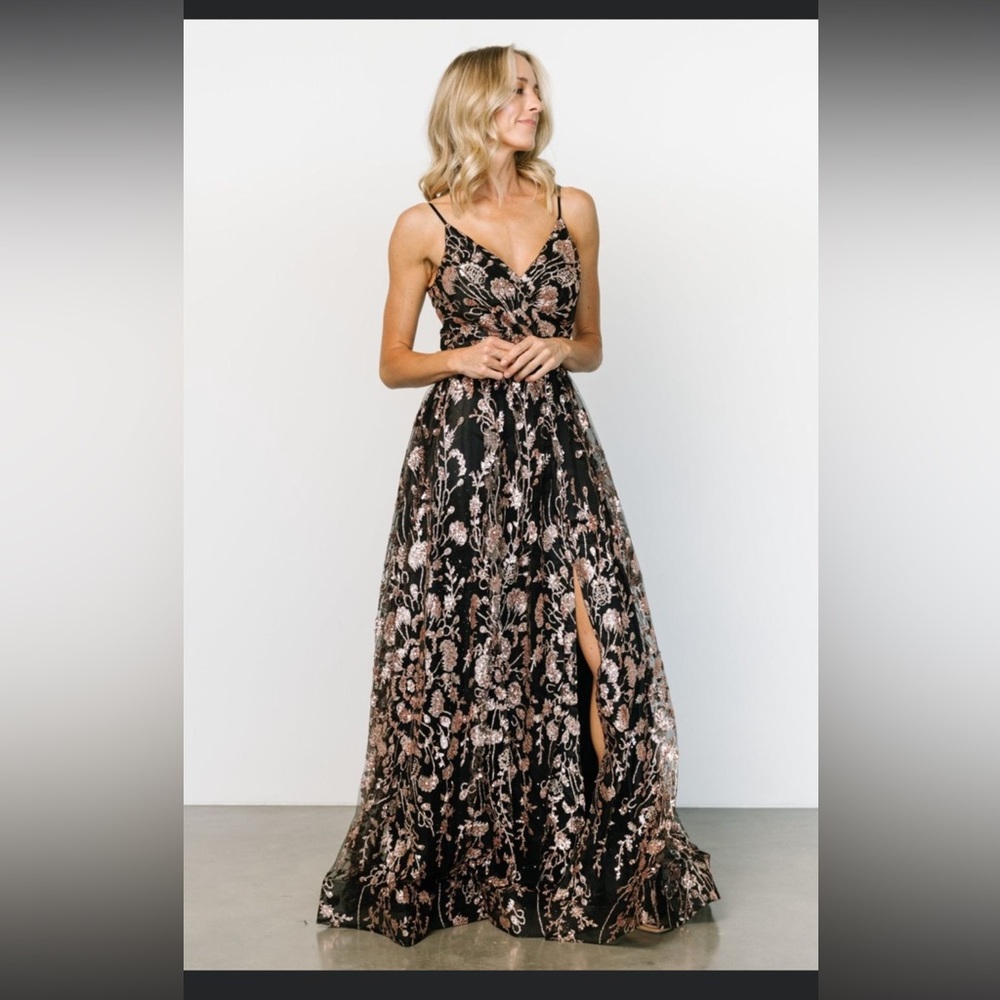 Baltic Born Lenna Shimmer Gown - Black and Rose Gold